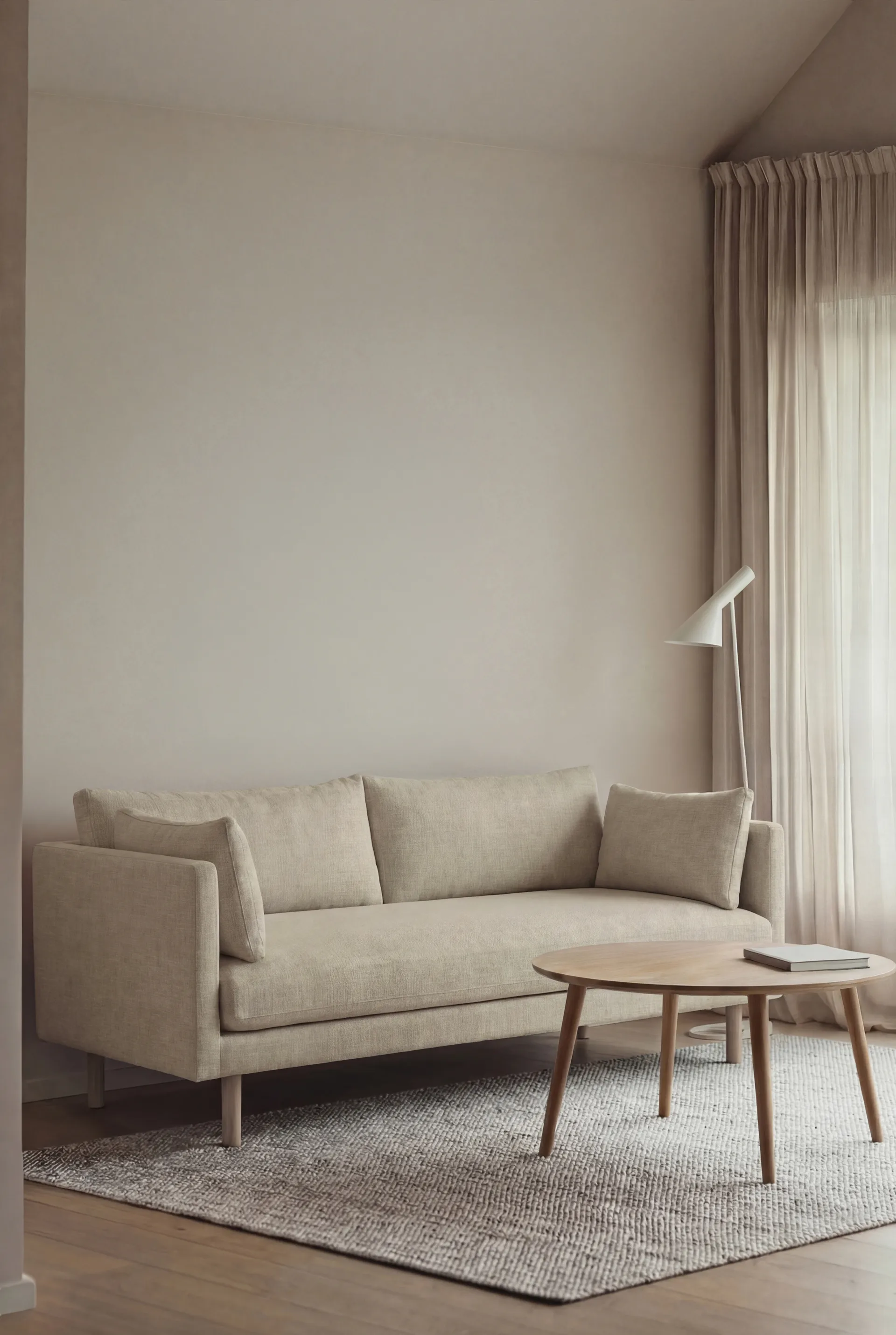 Linnevik sofa, Luiza Beige 3981-dąb olejowany na biało, 2-osobowa, bez falbany 1898