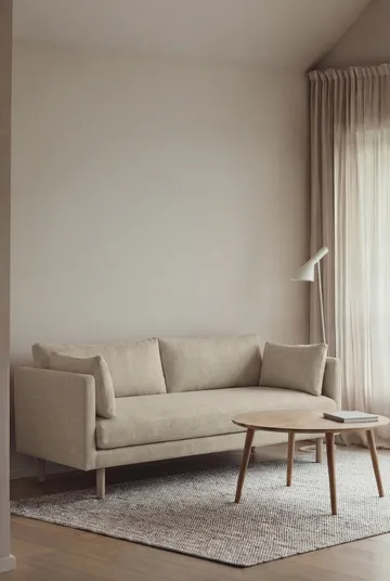 Linnevik sofa - Luiza Beige 3981-dąb olejowany na biało, 2-osobowa, bez falbany - 1898