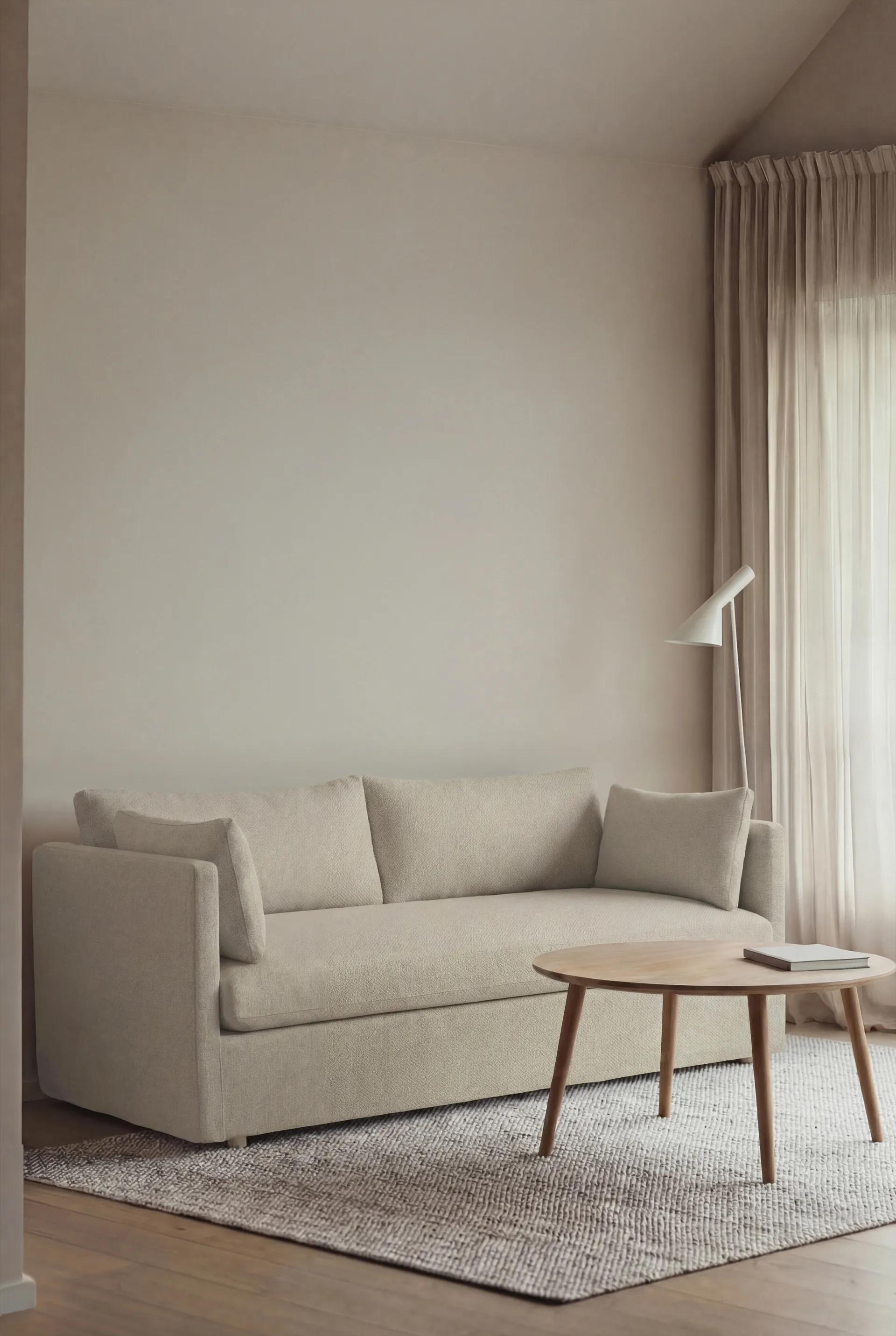 Linnevik sofa, Luiza Beige 3981-dąb olejowany na biało, 2-osobowa, z falbaną 1898