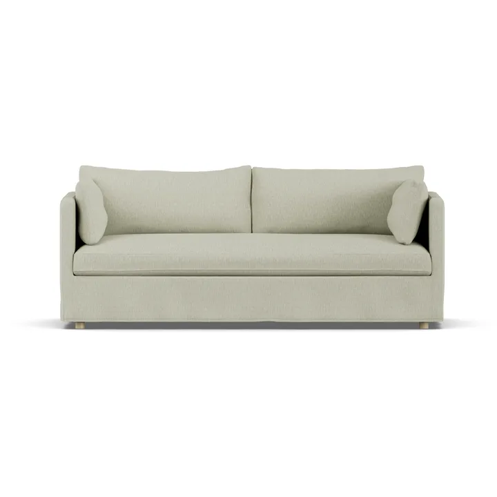 Linnevik sofa - Luiza Beige 3981-dąb olejowany na biało, 3-osobowa, z falbaną - 1898
