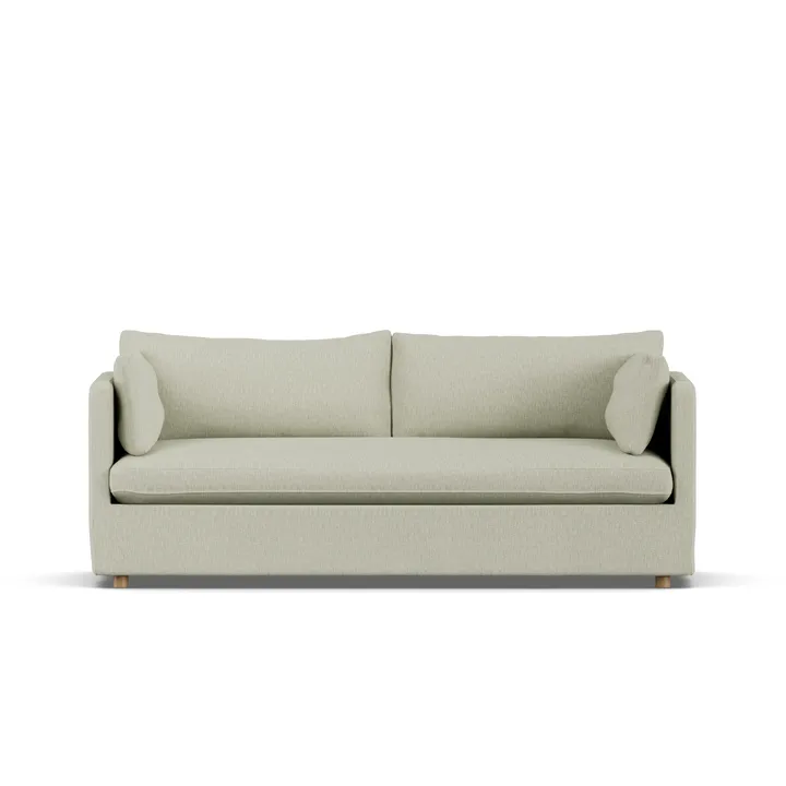 Linnevik sofa - Luiza Beige 3981-dąb olejowany na biało, 3-osobowa, z falbaną - 1898