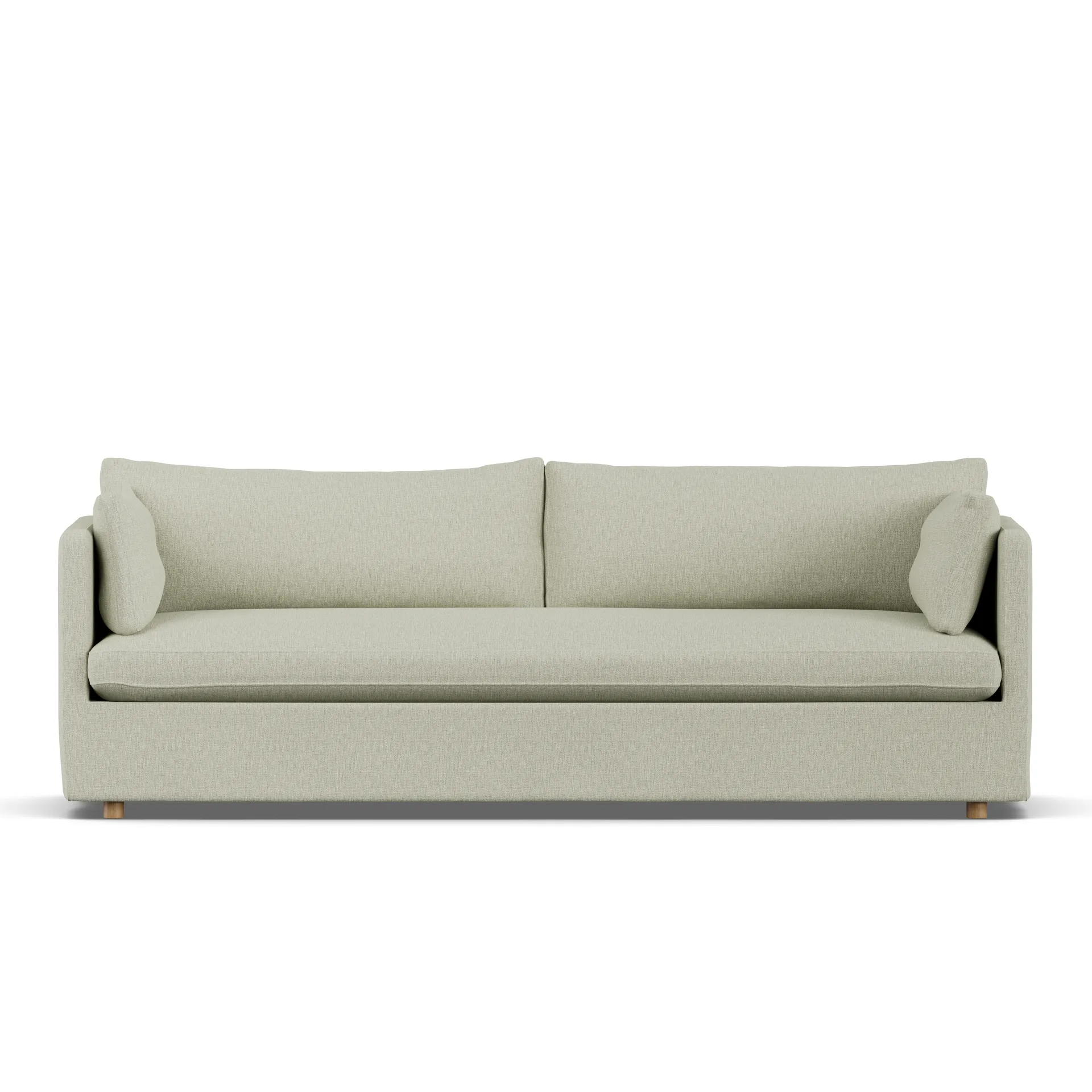 Linnevik sofa, Luiza beige 3981-dąb olejowany na biało, 4-osobowa, z falbaną 1898