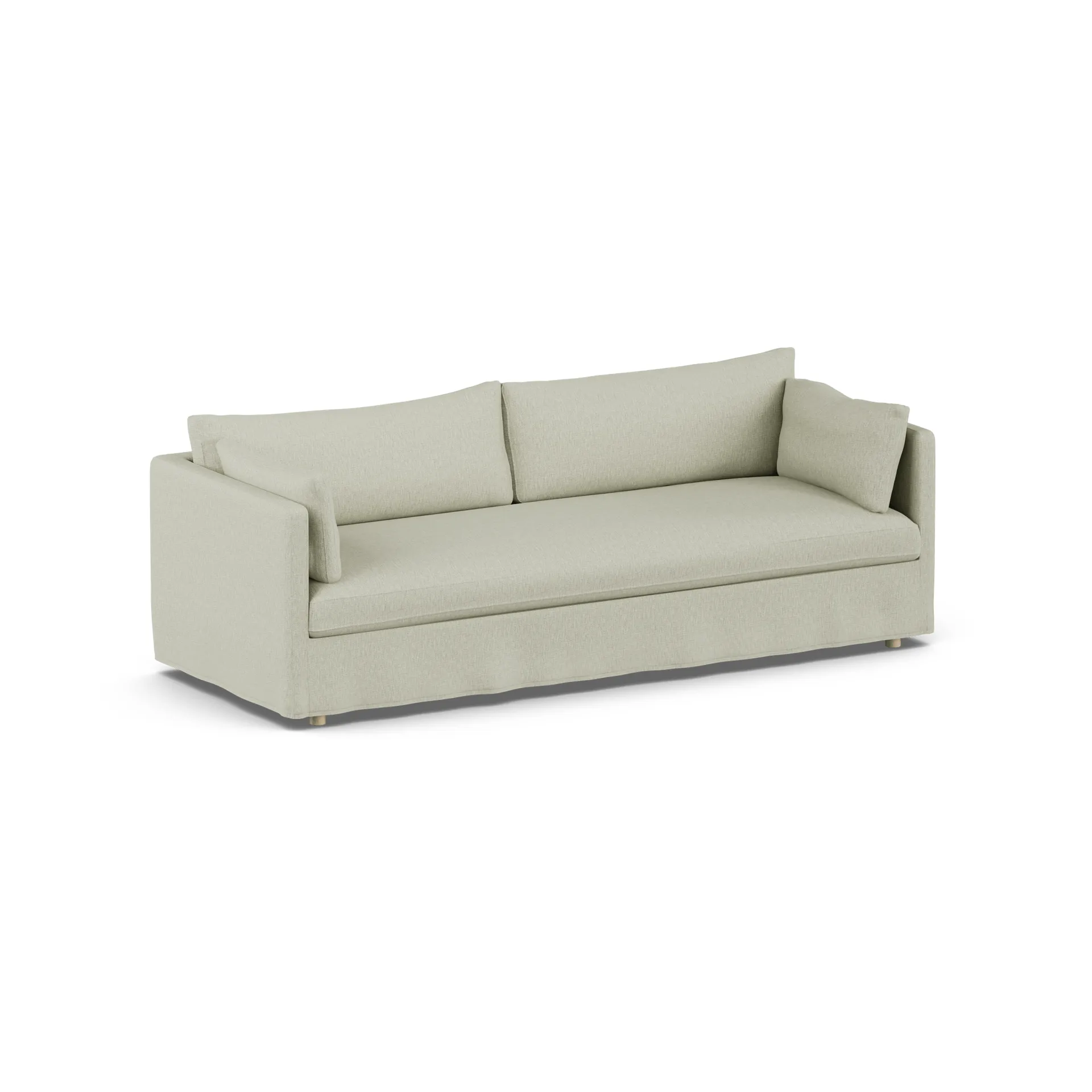 Linnevik sofa, Luiza beige 3981-dąb olejowany na biało, 4-osobowa, z falbaną 1898