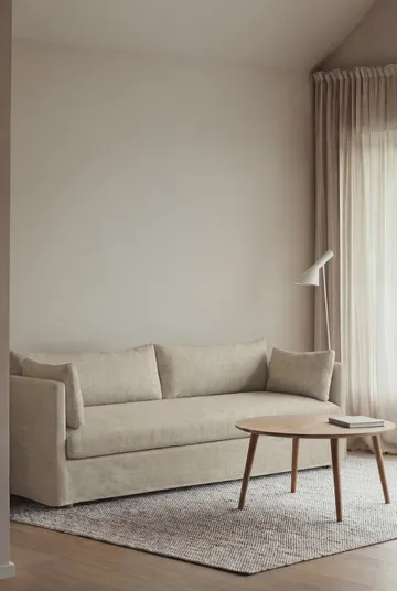 Linnevik sofa - Luiza beige 3981-dąb olejowany na biało, 4-osobowa, z falbaną - 1898