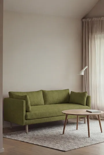 Linnevik sofa - Luiza Green 3975-dąb olejowany na biało, 2-osobowa, bez falbany - 1898