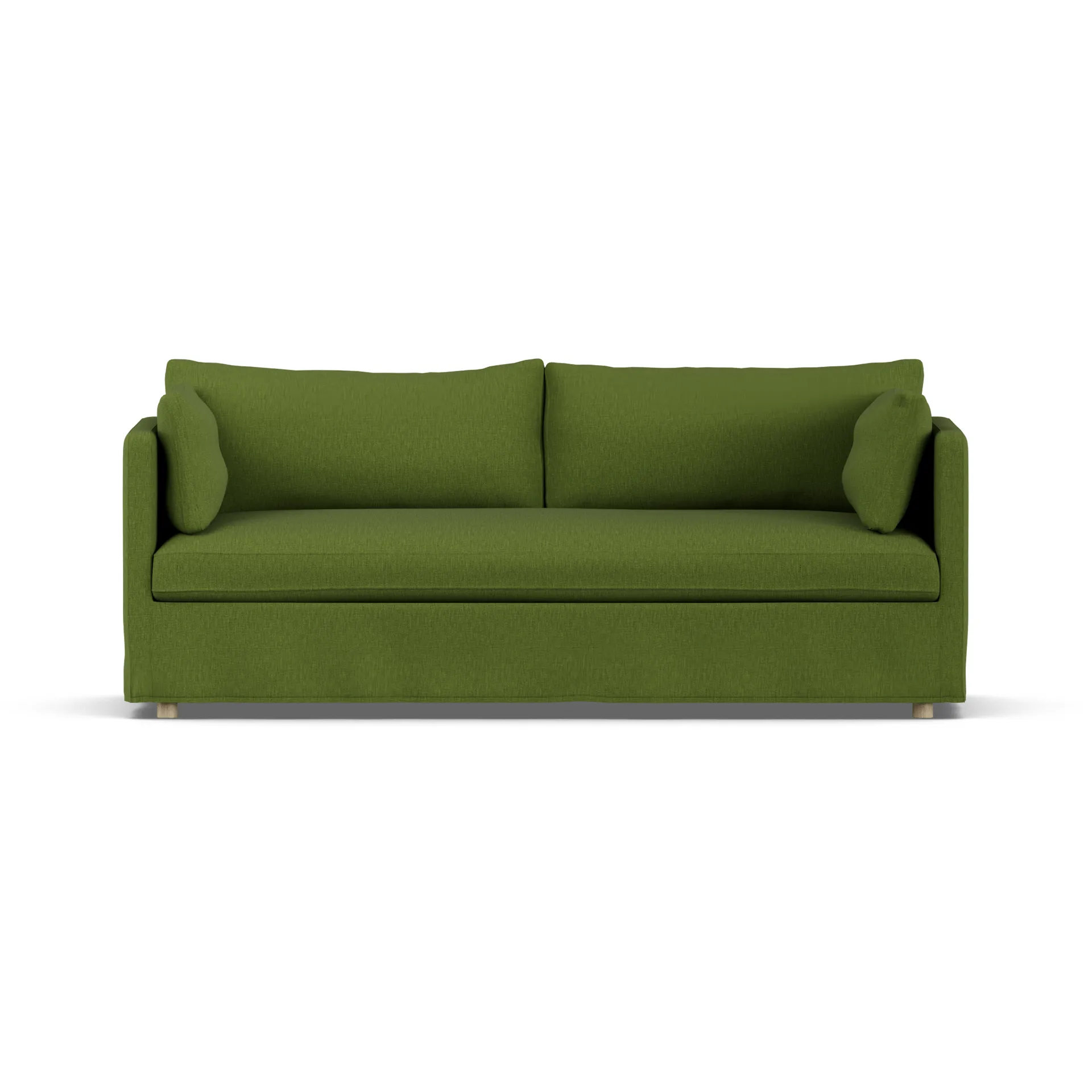 Linnevik sofa, Luiza green 3975-dąb olejowany na biało, 3-osobowa, z falbaną 1898