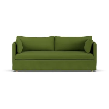 Linnevik sofa - Luiza green 3975-dąb olejowany na biało, 3-osobowa, z falbaną - 1898