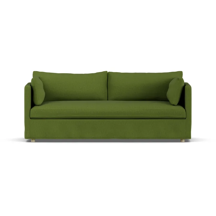 Linnevik sofa - Luiza green 3975-dąb olejowany na biało, 3-osobowa, z falbaną - 1898