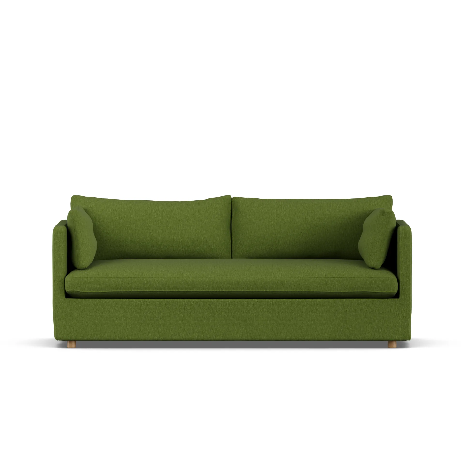 Linnevik sofa, Luiza green 3975-dąb olejowany na biało, 3-osobowa, z falbaną 1898