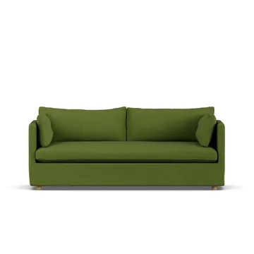 Linnevik sofa - Luiza green 3975-dąb olejowany na biało, 3-osobowa, z falbaną - 1898