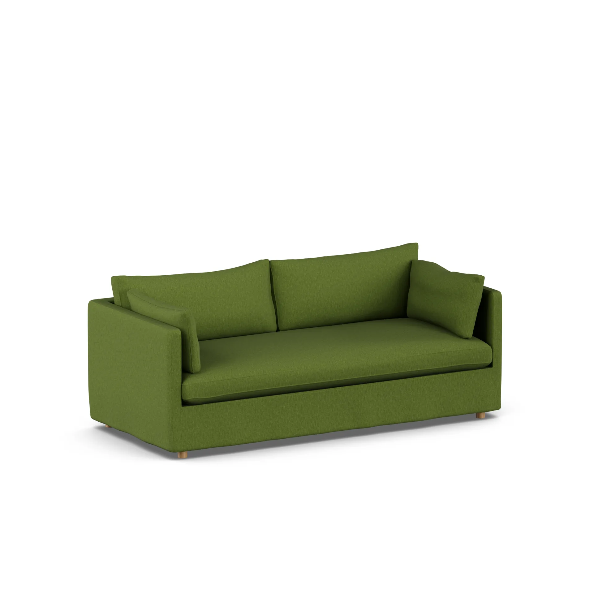 Linnevik sofa, Luiza green 3975-dąb olejowany na biało, 3-osobowa, z falbaną 1898