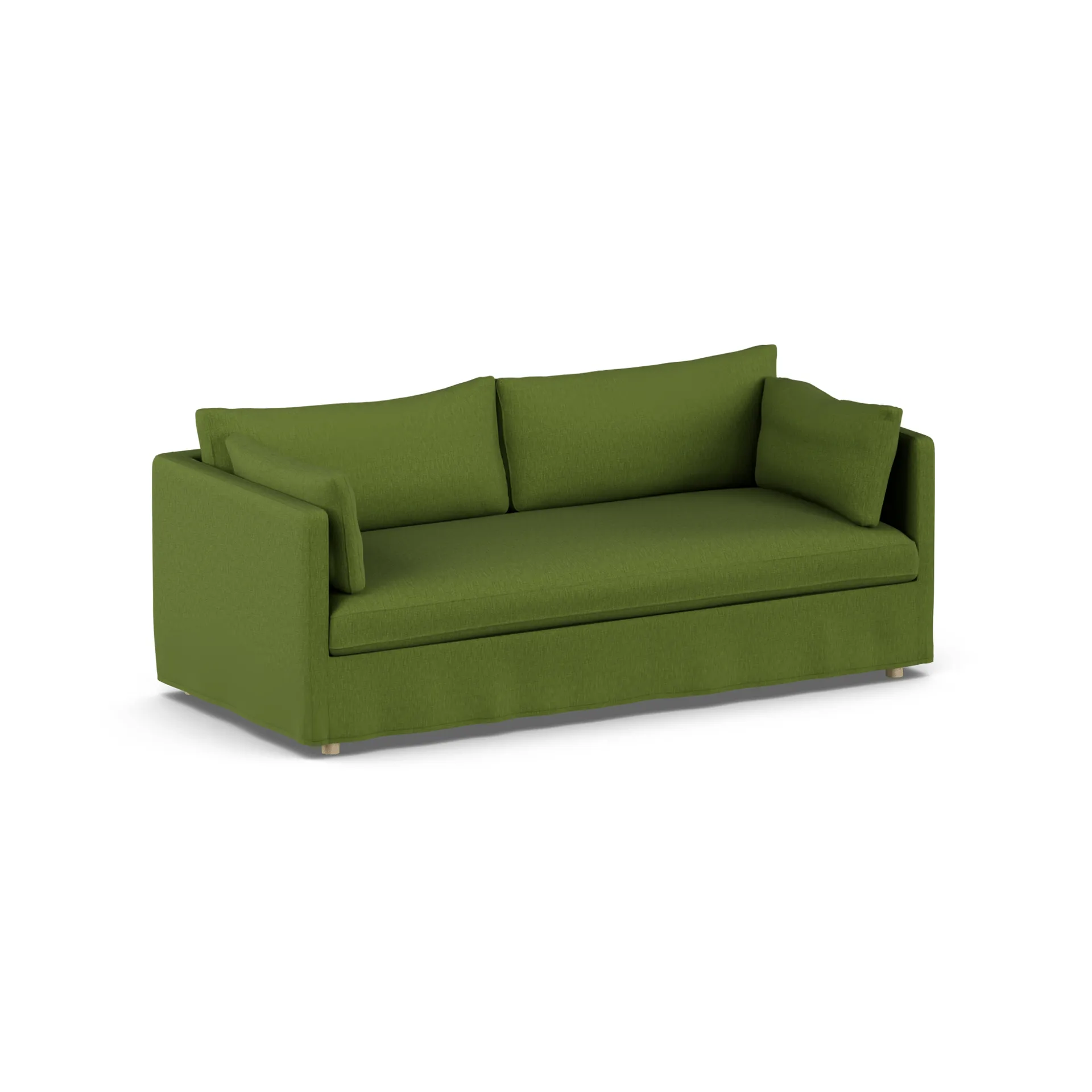 Linnevik sofa, Luiza green 3975-dąb olejowany na biało, 3-osobowa, z falbaną 1898