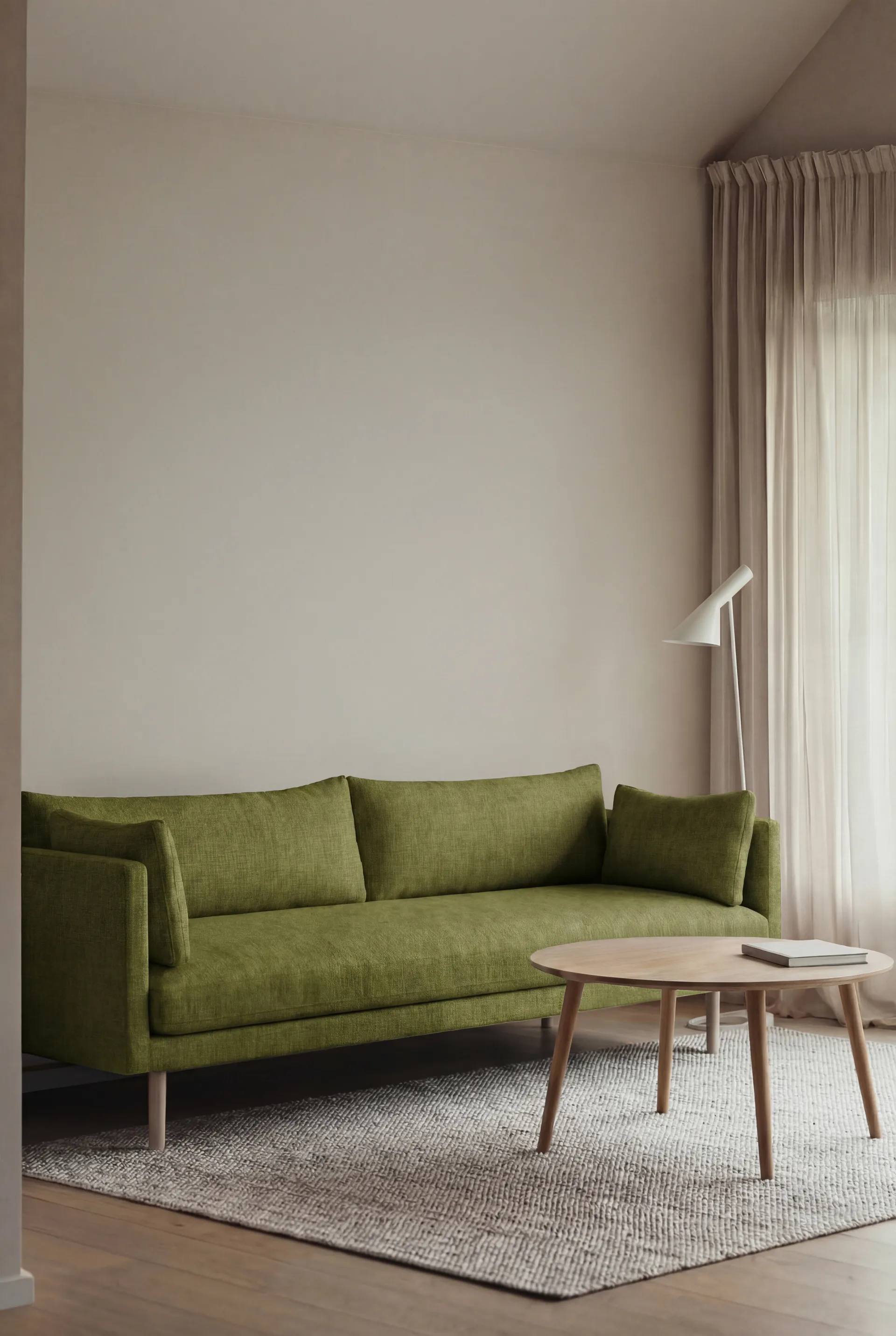 Linnevik sofa, Luiza Green 3975-dąb olejowany na biało, 4-osobowa, bez falbany 1898