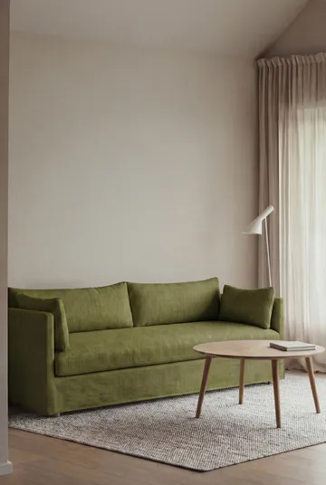 Linnevik sofa - Luiza Green 3975-dąb olejowany na biało, 4-osobowa, z falbaną - 1898