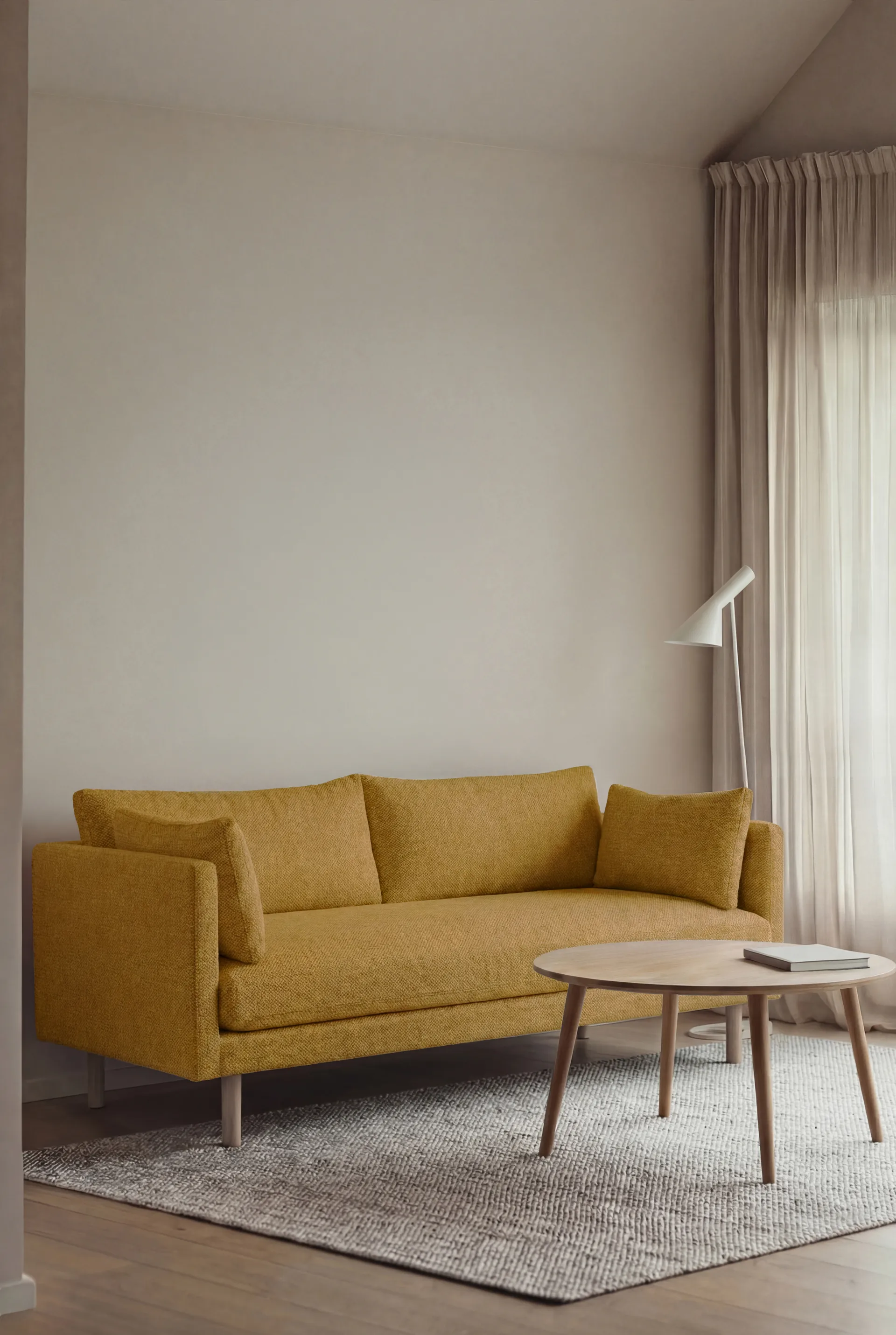 Linnevik sofa, Luiza Mustard 3972-dąb olejowany na biało, 2-osobowa, bez falbany 1898