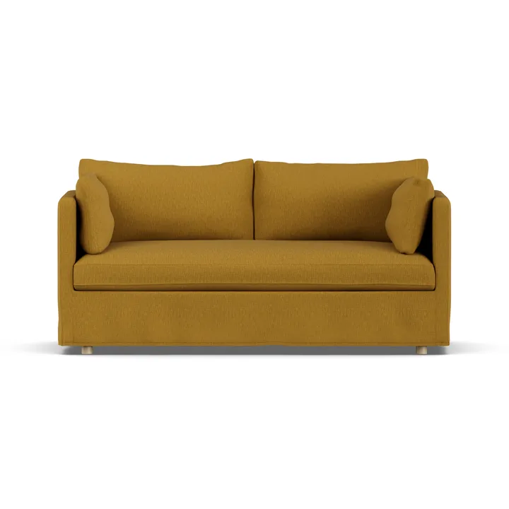 Linnevik sofa - Luiza Mustard 3972-dąb olejowany na biało, 2-osobowa, z falbaną - 1898