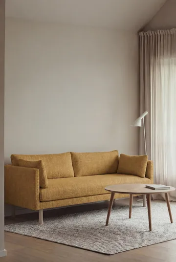 Linnevik sofa - Luiza Mustard 3972-dąb olejowany na biało, 3-osobowa, bez falbany - 1898