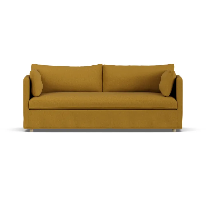 Linnevik sofa - Luiza Mustard 3972-dąb olejowany na biało, 3-osobowa, z falbaną - 1898