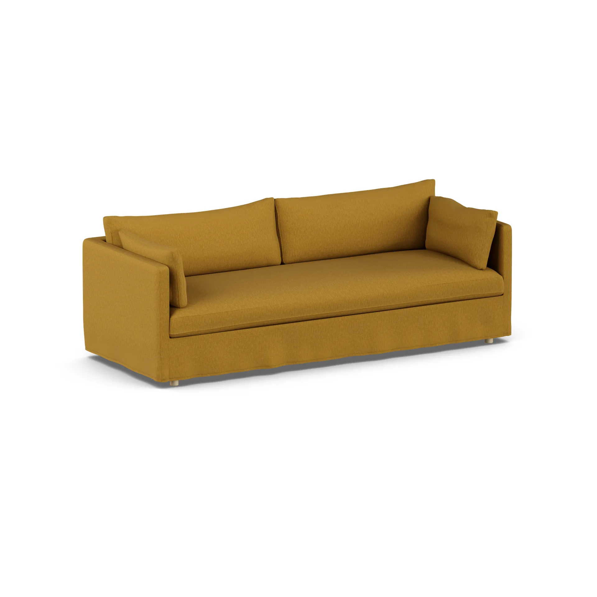Linnevik sofa, Luiza Mustard 3972-dąb olejowany na biało, 4-osobowa, z falbaną 1898