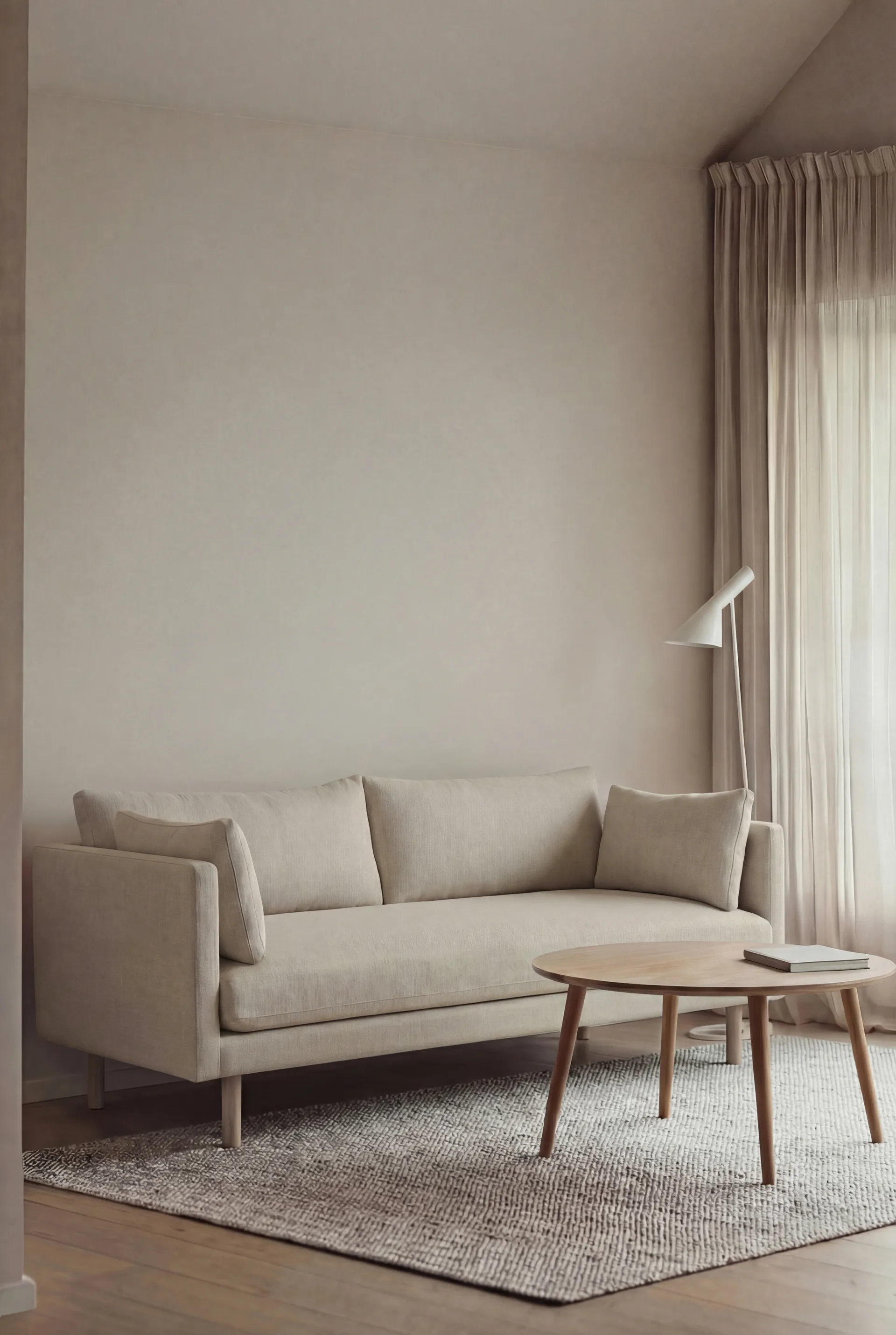 Linnevik sofa, Same Beige 6670-dąb olejowany na biało, 2-osobowa, bez falbany 1898