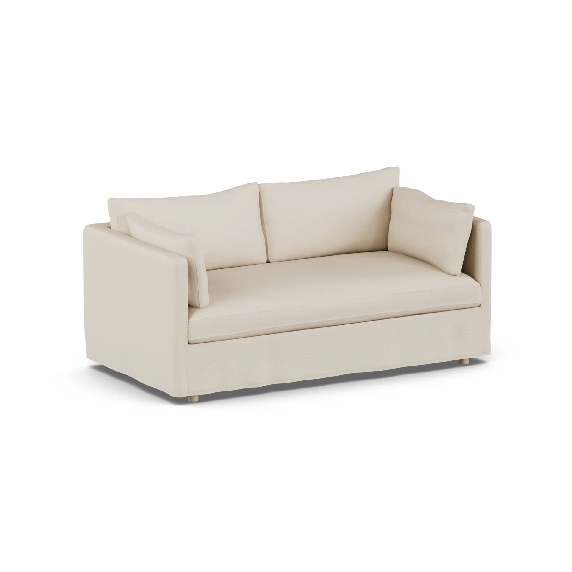 Linnevik sofa, Same Beige 6670-dąb olejowany na biało, 2-osobowa, z falbaną 1898