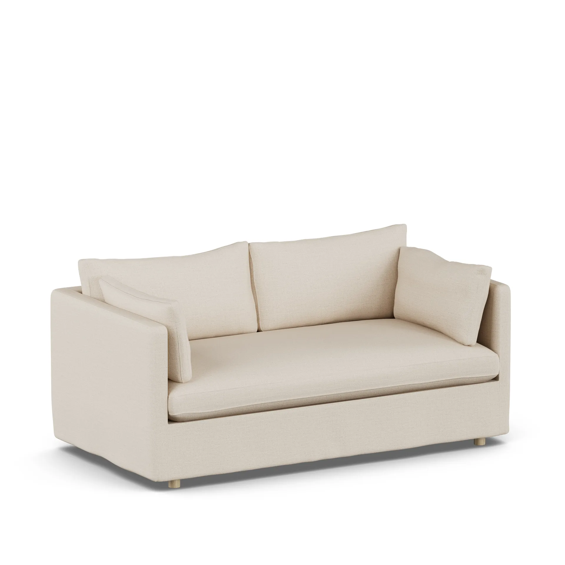 Linnevik sofa, Same Beige 6670-dąb olejowany na biało, 2-osobowa, z falbaną 1898