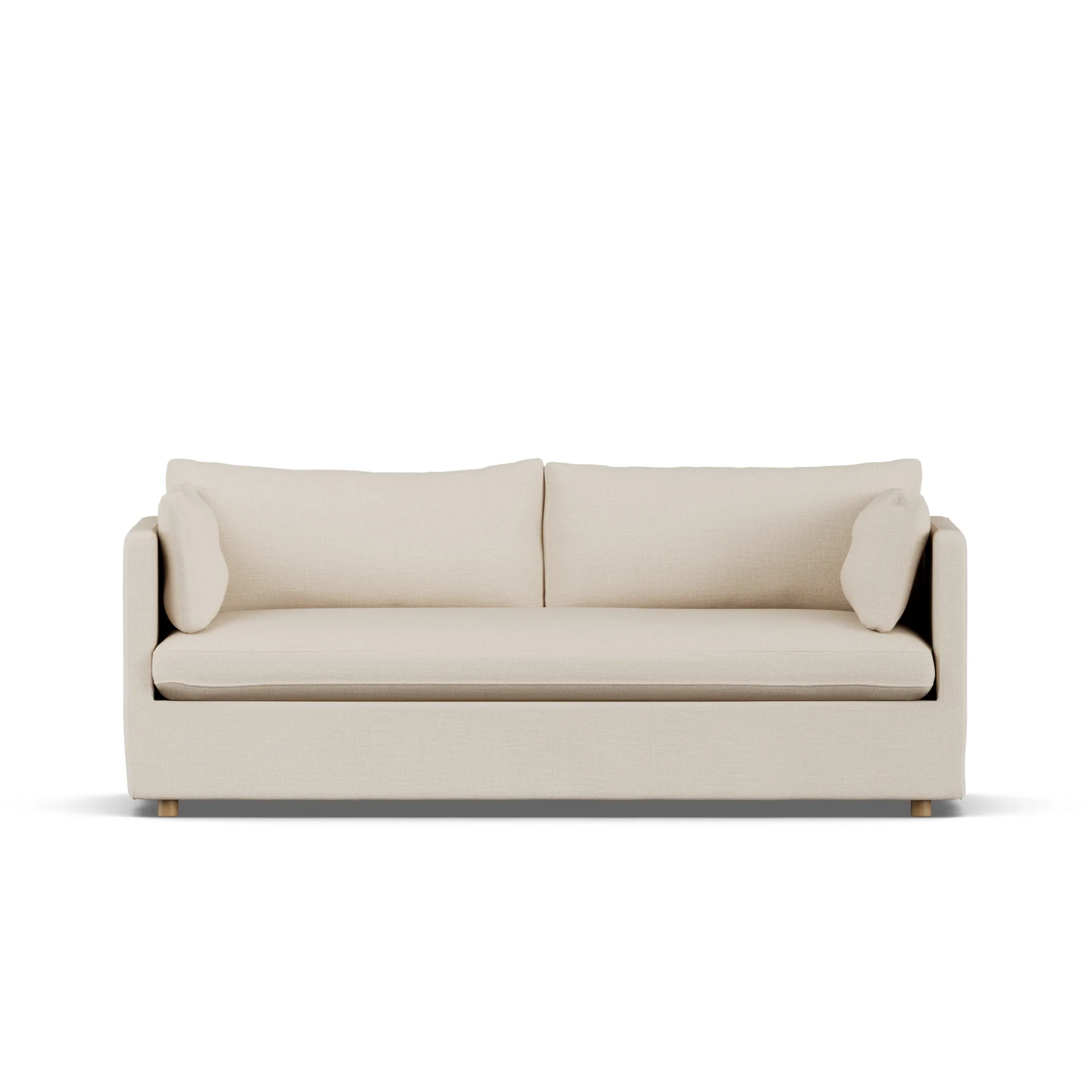 Linnevik sofa, Same Beige 6670-dąb olejowany na biało, 3-osobowa, z falbaną 1898