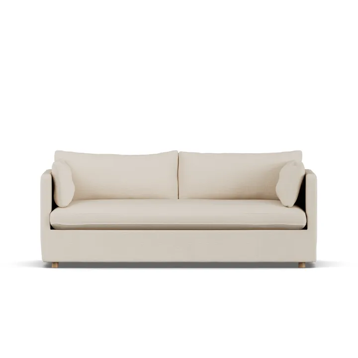 Linnevik sofa - Same Beige 6670-dąb olejowany na biało, 3-osobowa, z falbaną - 1898