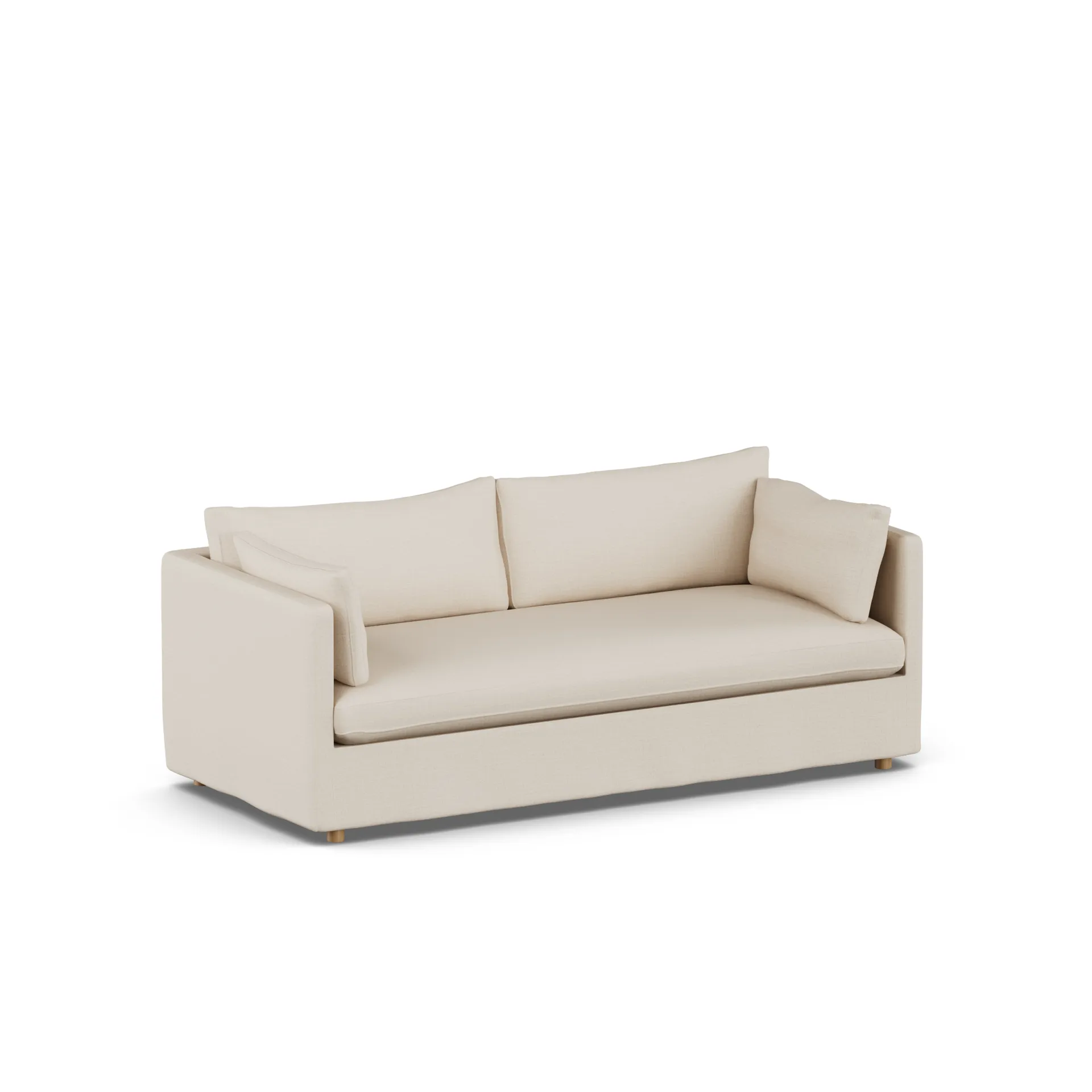Linnevik sofa, Same Beige 6670-dąb olejowany na biało, 3-osobowa, z falbaną 1898