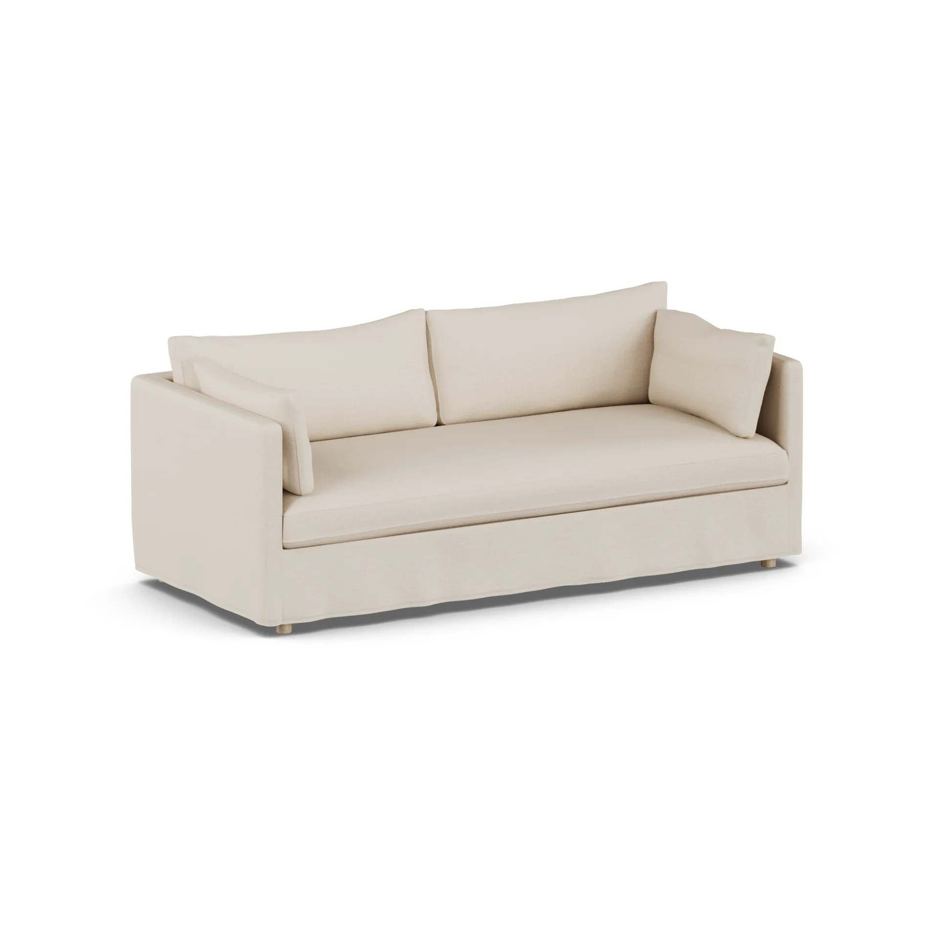 Linnevik sofa, Same Beige 6670-dąb olejowany na biało, 3-osobowa, z falbaną 1898