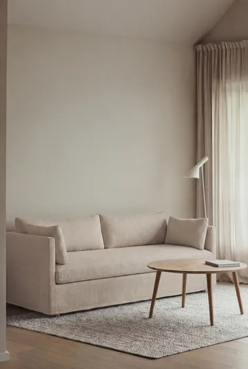 Linnevik sofa - Same Beige 6670-dąb olejowany na biało, 3-osobowa, z falbaną - 1898