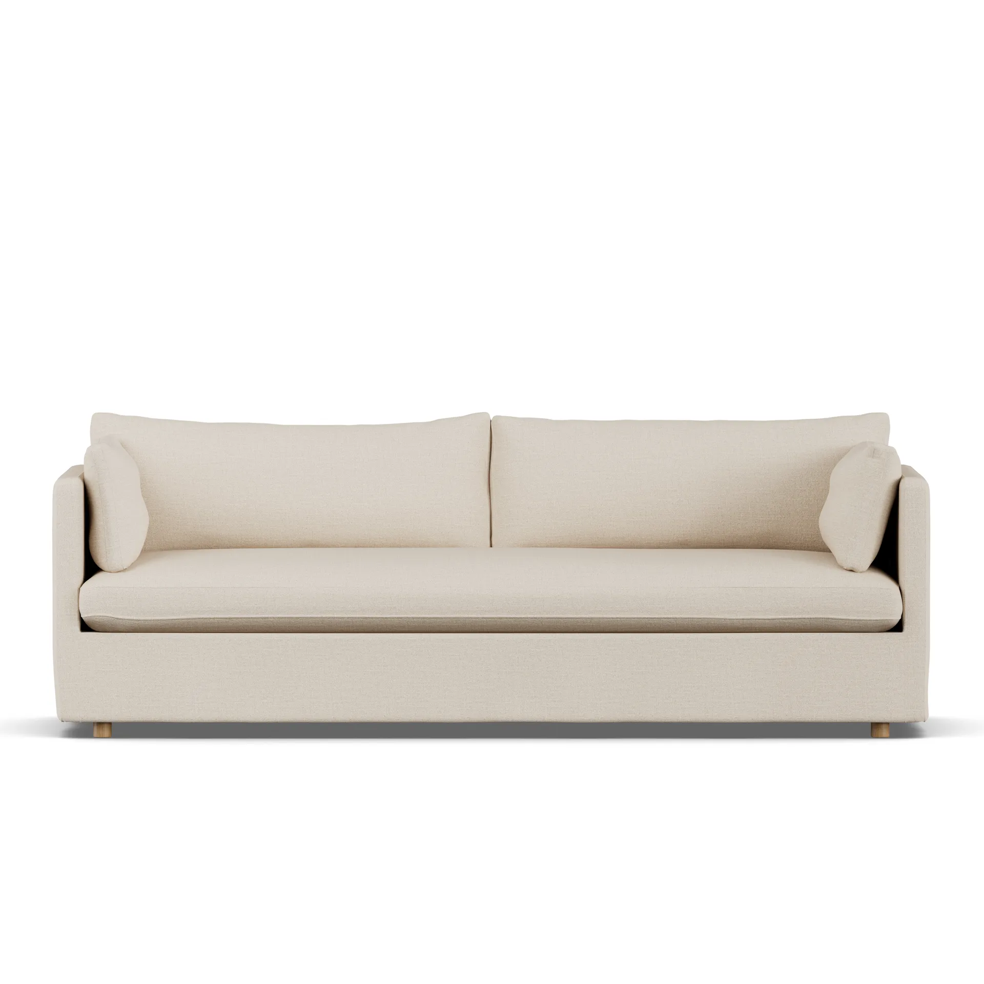 Linnevik sofa, Same Beige 6670-dąb olejowany na biało, 4-osobowa, z falbaną 1898