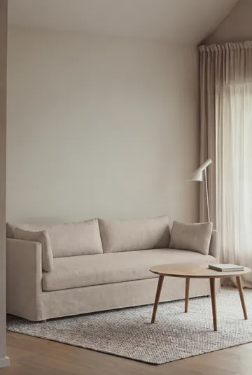 Linnevik sofa - Same Beige 6670-dąb olejowany na biało, 4-osobowa, z falbaną - 1898