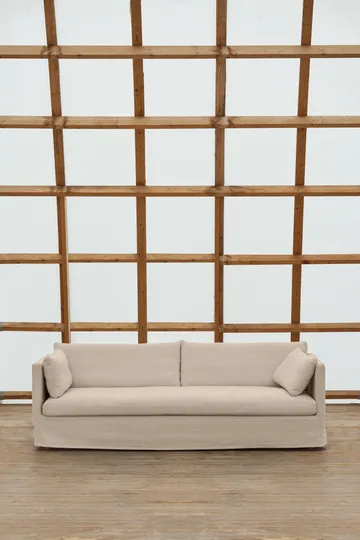 Linnevik sofa - Same Beige 6670-dąb olejowany na biało, 4-osobowa, z falbaną - 1898