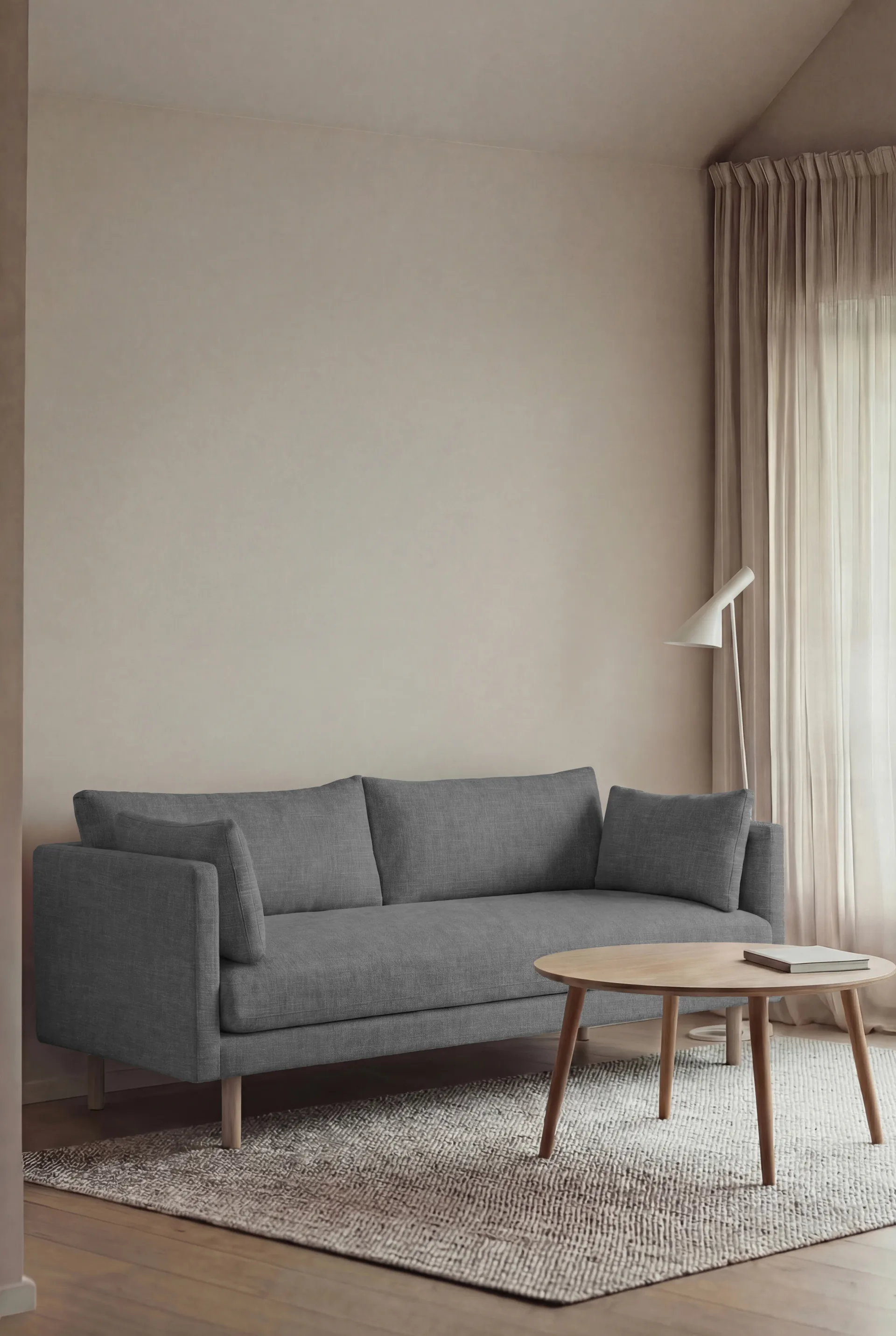 Linnevik sofa, Same Blue 6678-dąb olejowany na biało, 2-osobowa, bez falbany 1898