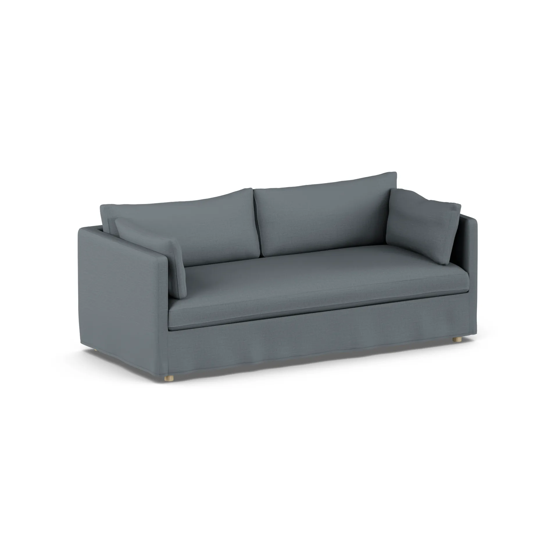 Linnevik sofa, Same Blue 6678-dąb olejowany na biało, 3-osobowa, z falbaną 1898