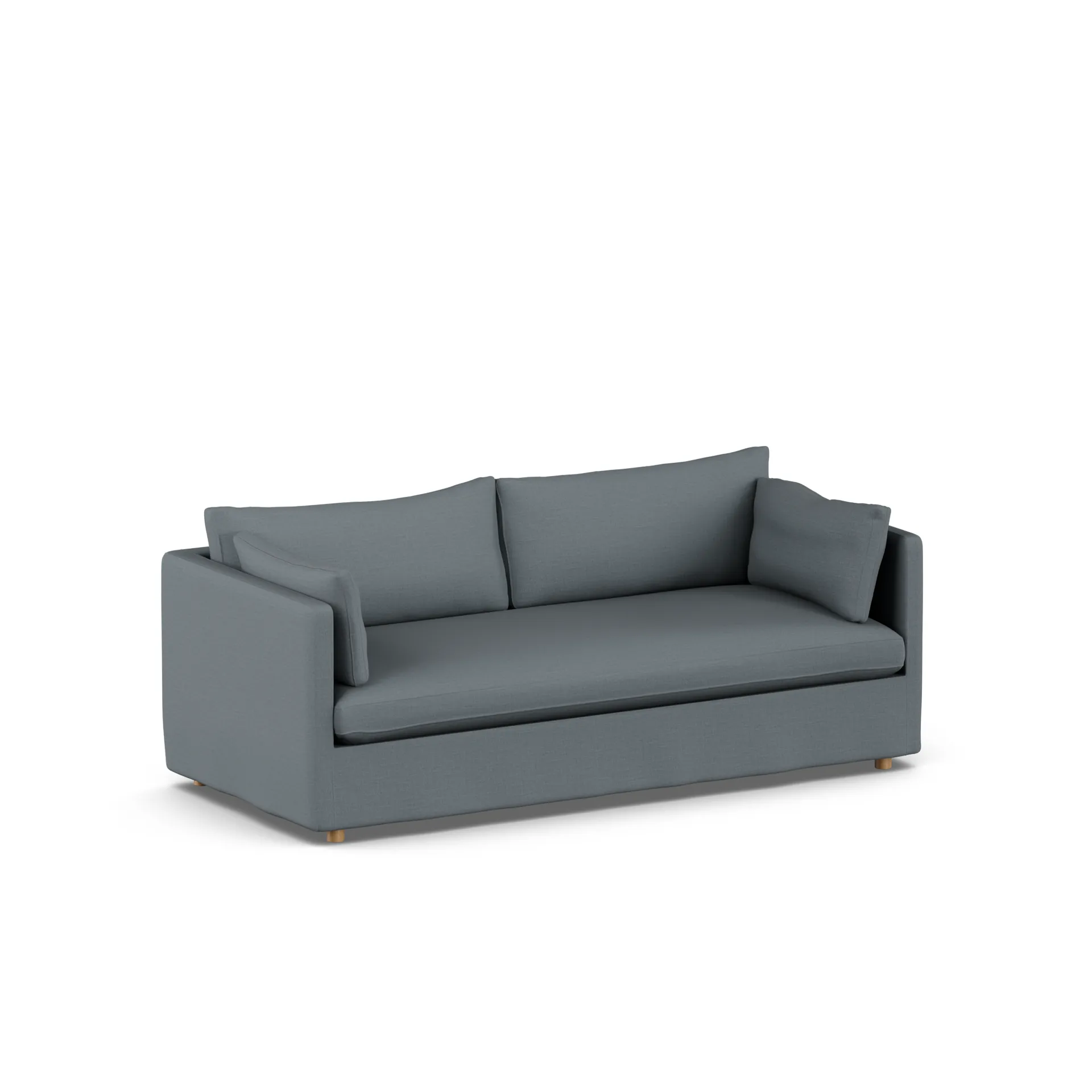 Linnevik sofa, Same Blue 6678-dąb olejowany na biało, 3-osobowa, z falbaną 1898