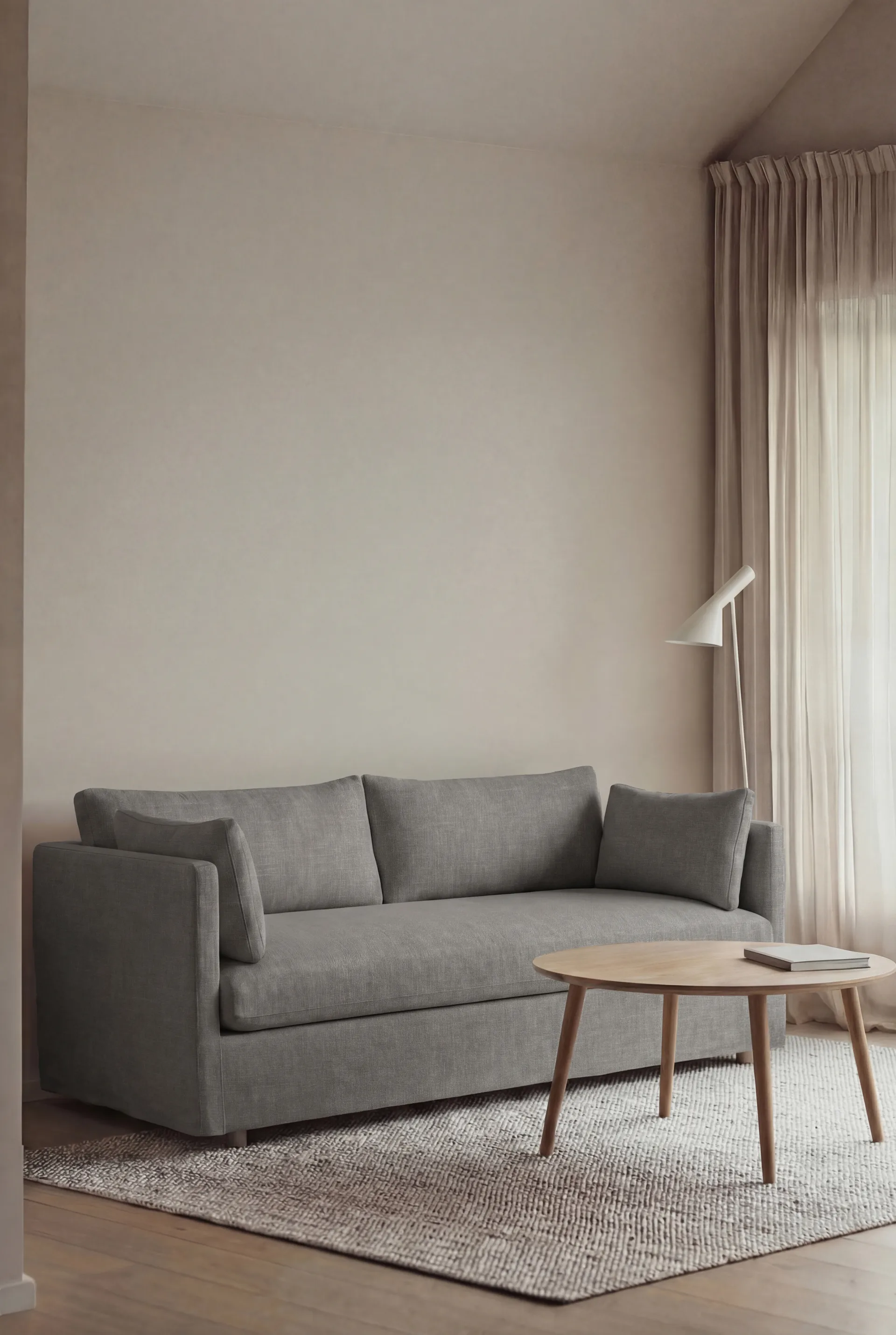 Linnevik sofa, Same Grey 6673-dąb olejowany na biało, 2-osobowa, z falbaną 1898