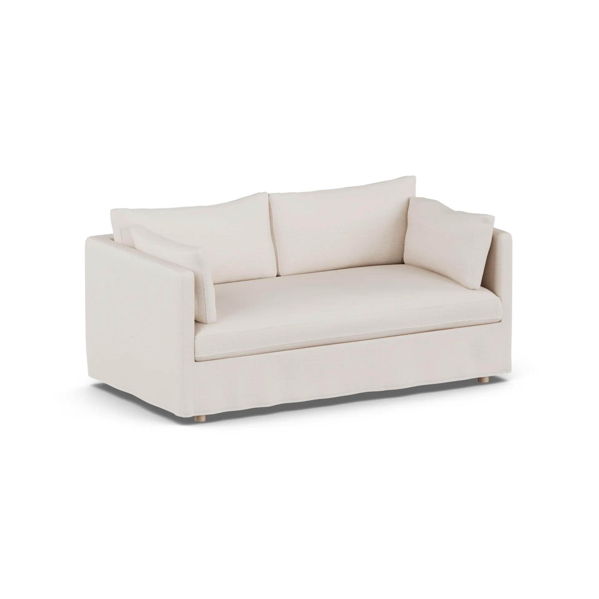 Linnevik sofa, Same Off White 6671-dąb olejowany na biało, 2-osobowa, z falbaną 1898
