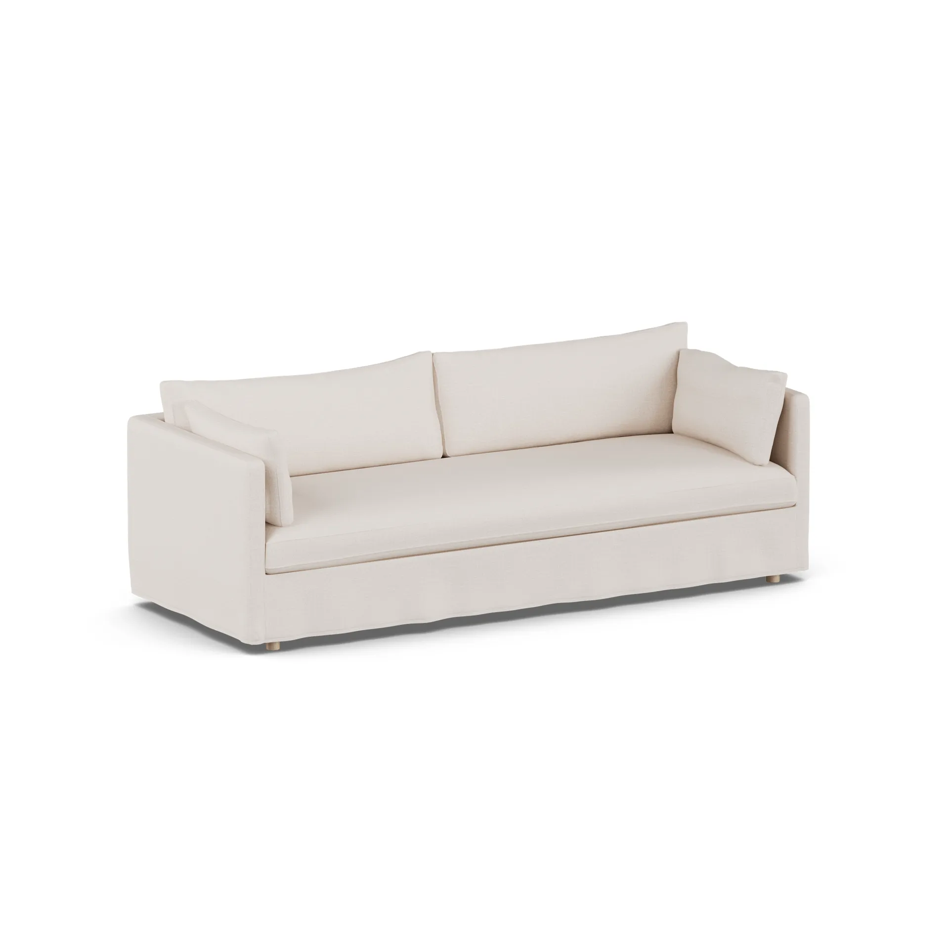 Linnevik sofa, Same Off White 6671-dąb olejowany na biało, 4-osobowa, z falbaną 1898