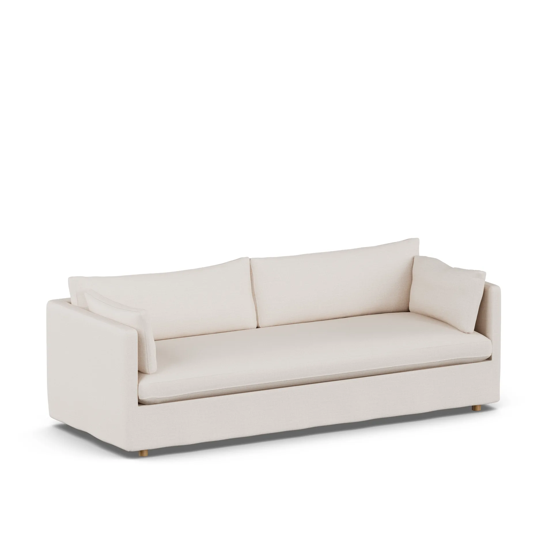 Linnevik sofa, Same Off White 6671-dąb olejowany na biało, 4-osobowa, z falbaną 1898