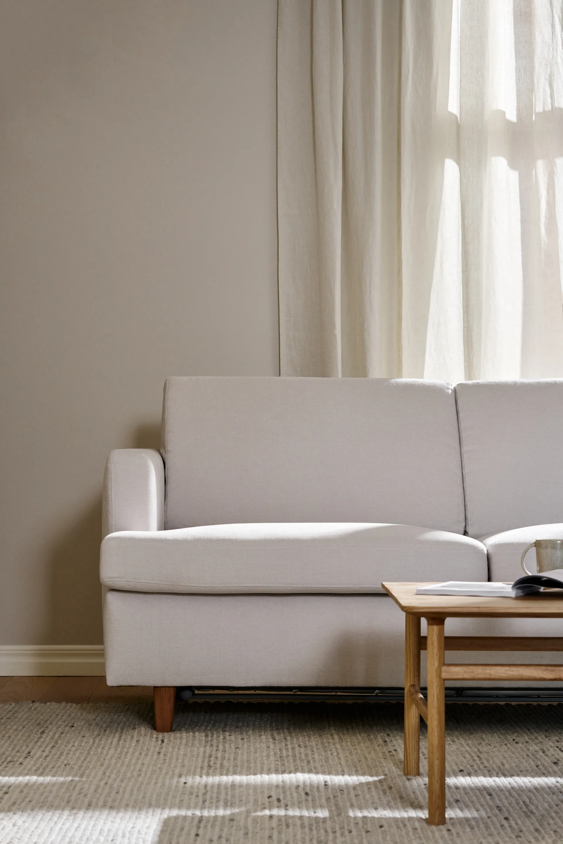 Sofa z funkcją spania Binga 2,5-osobowa, Oslo Nature 1540-ciemno bejcowany jesion 1898