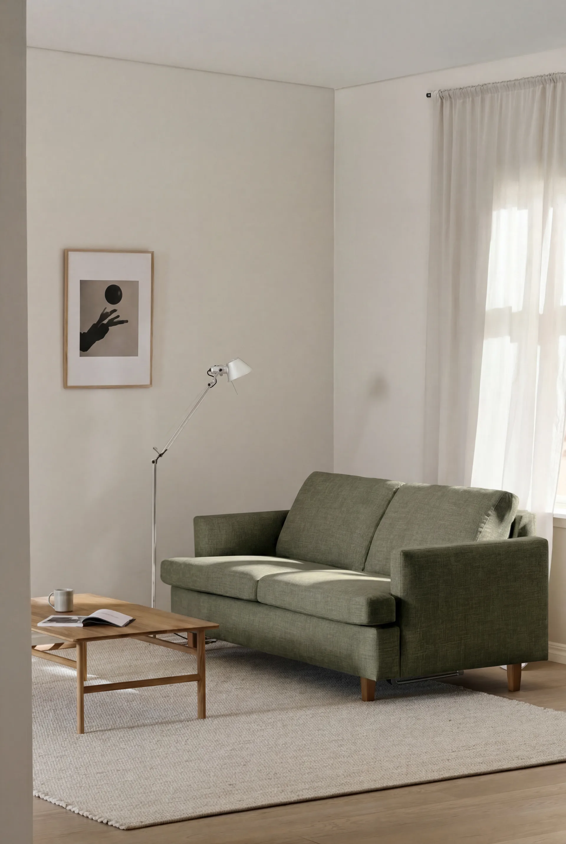 Sofa z funkcją spania Binga 2,5-osobowa, Same Forest 6677-ciemno bejcowany jesion 1898