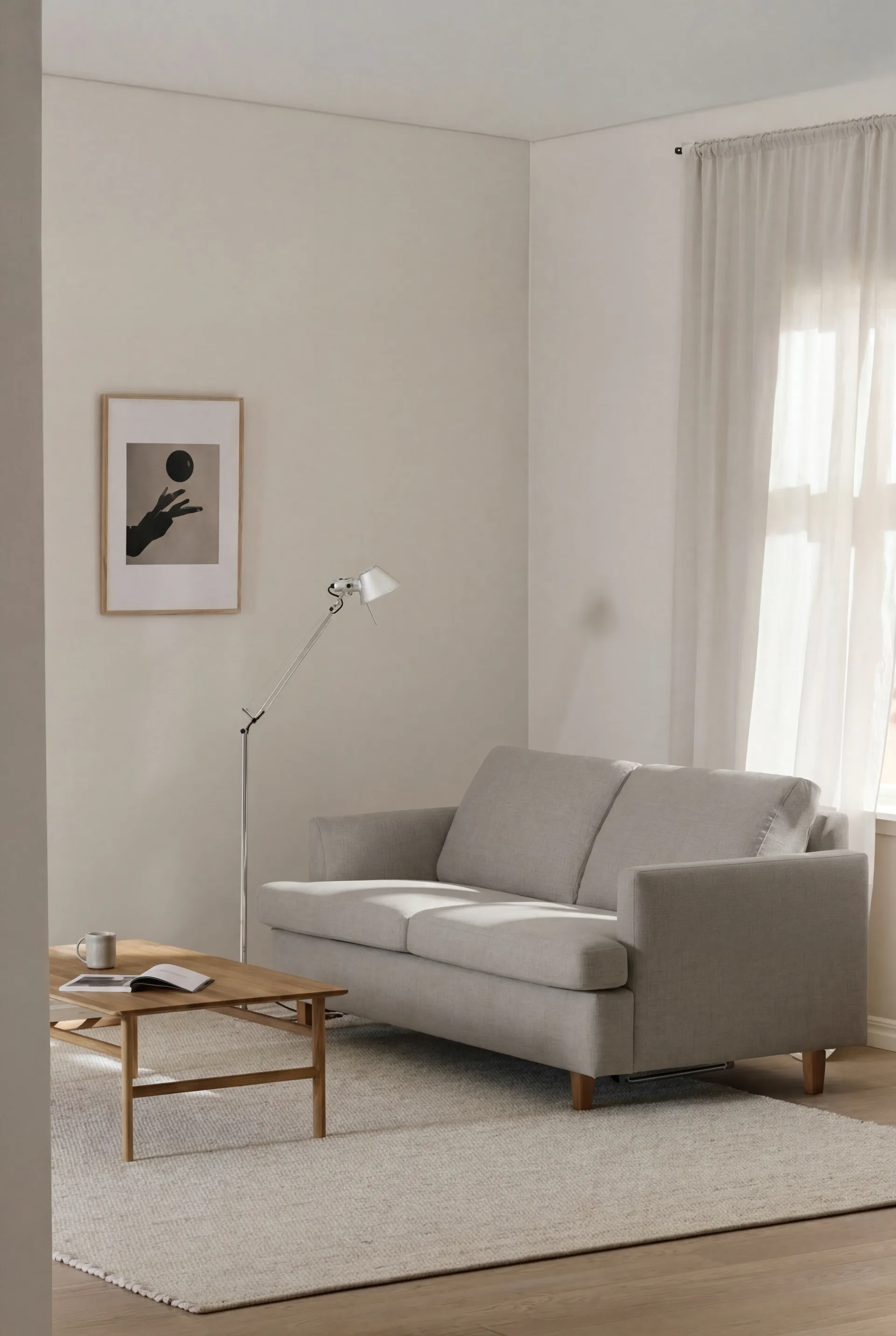 Sofa z funkcją spania Binga 2,5-osobowa, Same Grey 6673-jesion bejcowany na kolor dębu 1898