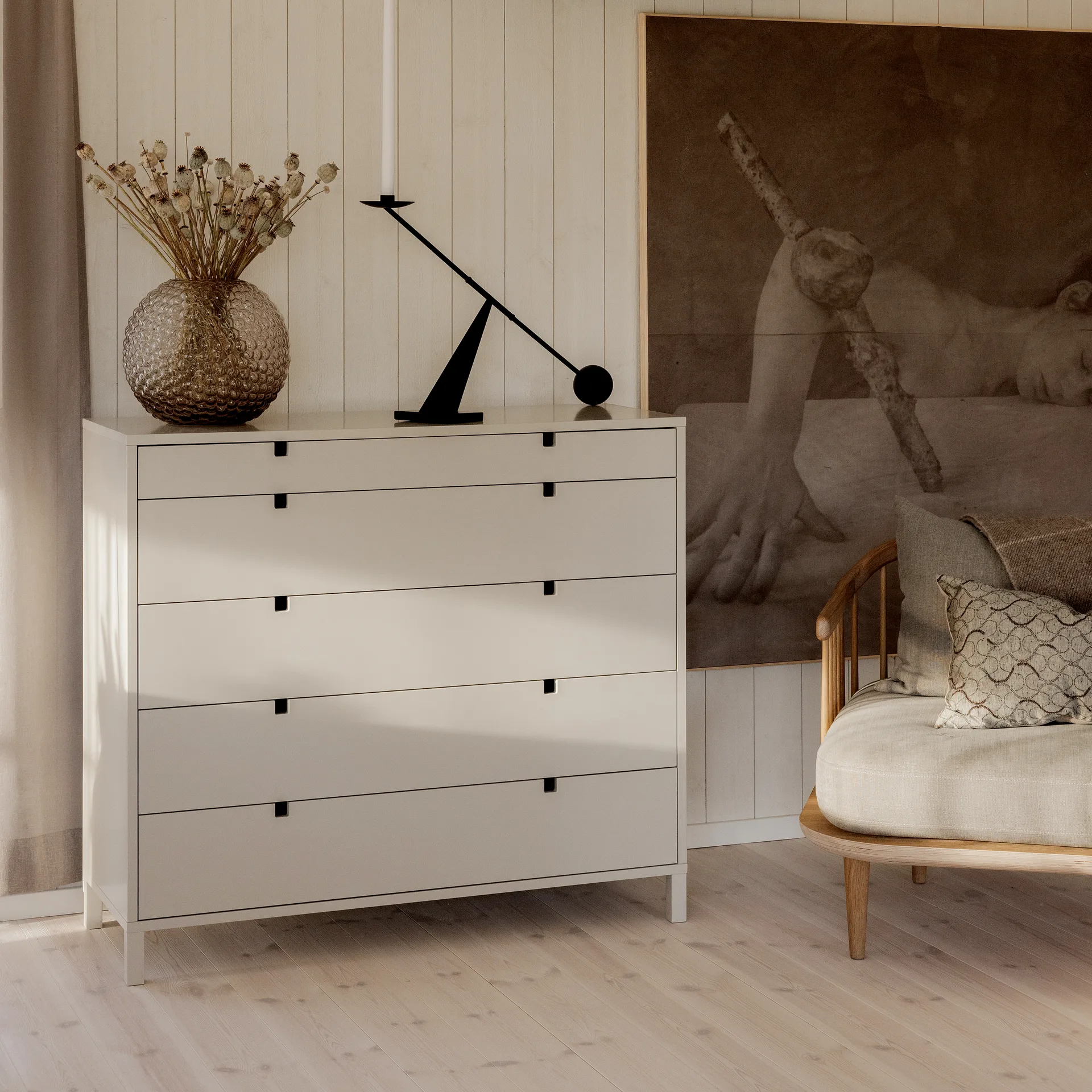 Square komoda z 5 szufladami, Piaskowy 1898