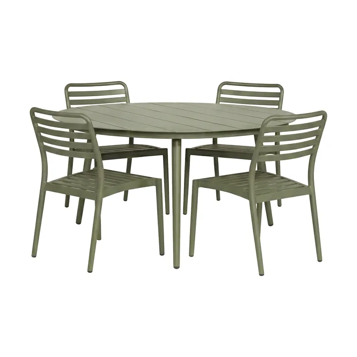 Stół Marsala Ø140 cm + 4 krzesła Messina, Moss green - 1898