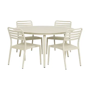 Stół Marsala Ø140 cm + 4 krzesła Messina, Off white - 1898