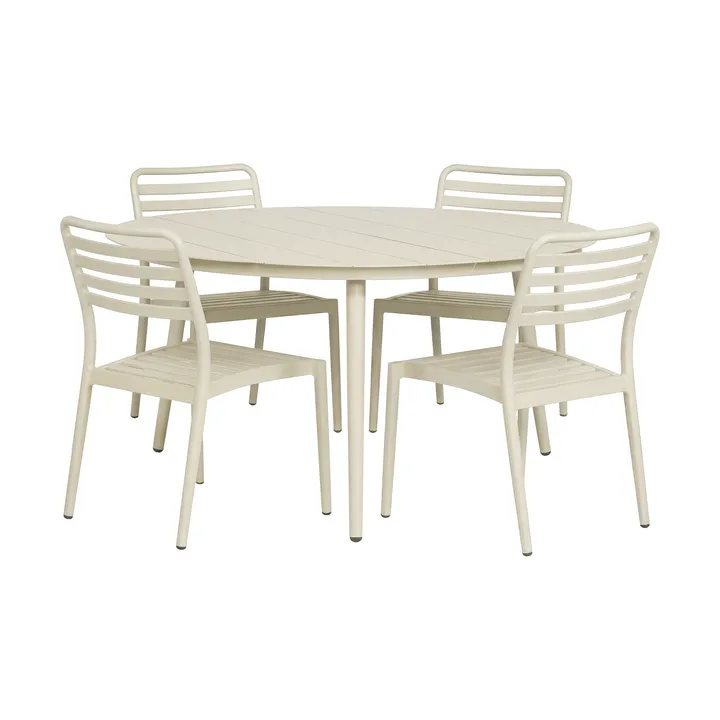 Stół Marsala Ø140 cm + 4 krzesła Messina, Off white - 1898