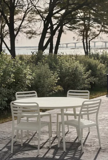 Stół Marsala Ø140 cm + 4 krzesła Messina, Off white - 1898