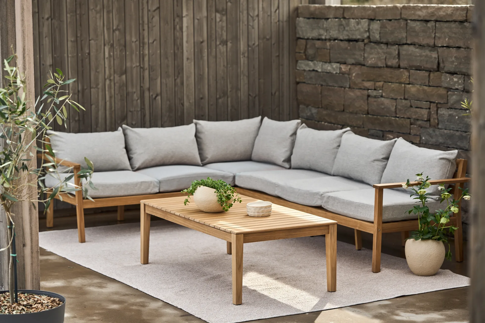 Stockaryd moduł narożny -  teak/light grey 1898